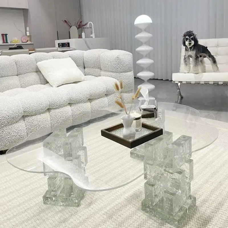 Acrylic cloud shape glass brick coffee table reception table living room table