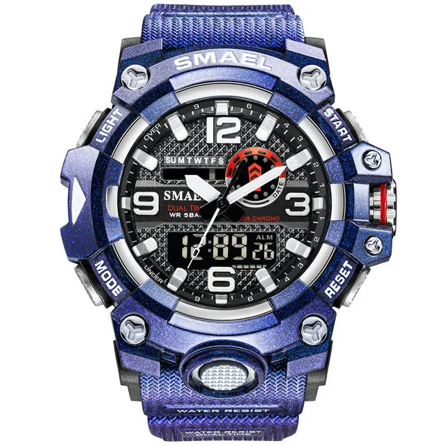 Top Brand Luxury Sports Mens Wristwatch Dual Time  Alarm Chronograph Male LED Waterproof Sports Analog Digital Watch