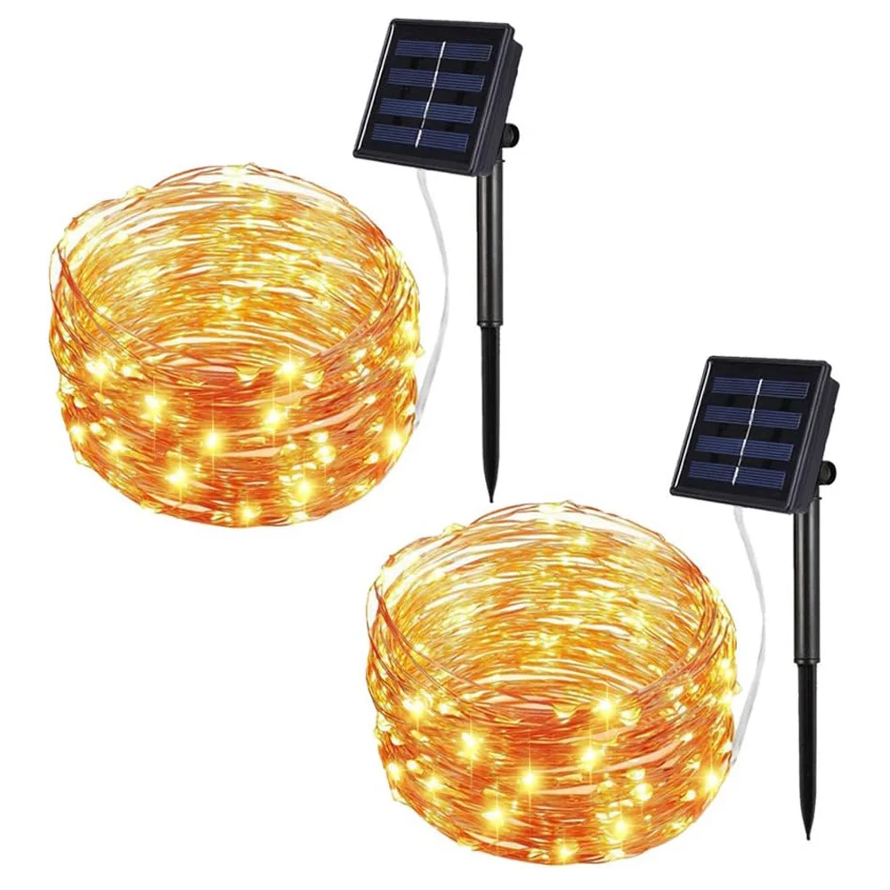 Outdoor Hofoled Solar String Lights Waterproof LED Copper Wire Lights for Decoration Patio Yard Trees Christmas Wedding Party