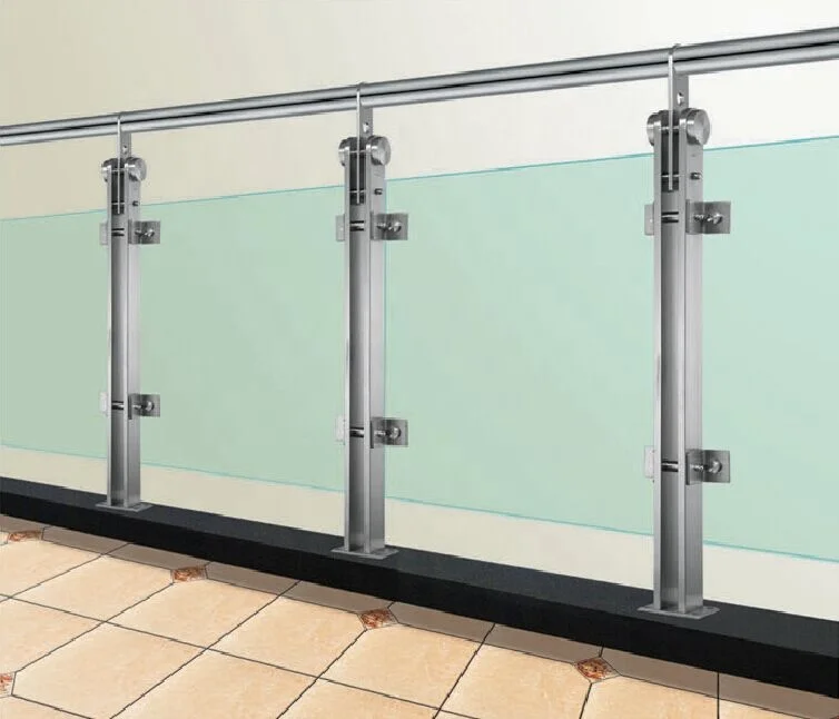 KEYI Stainless steel tubular handrail interior stairs railing design Frameless Glass Balcony Railing