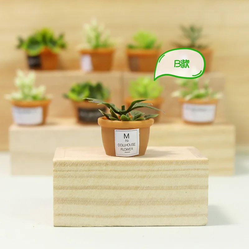1:12 Dollhouse Miniature Green Potted Shooting Props Creative Plant Potted Home Decoration Simulated Potted Dollhouse Furniture