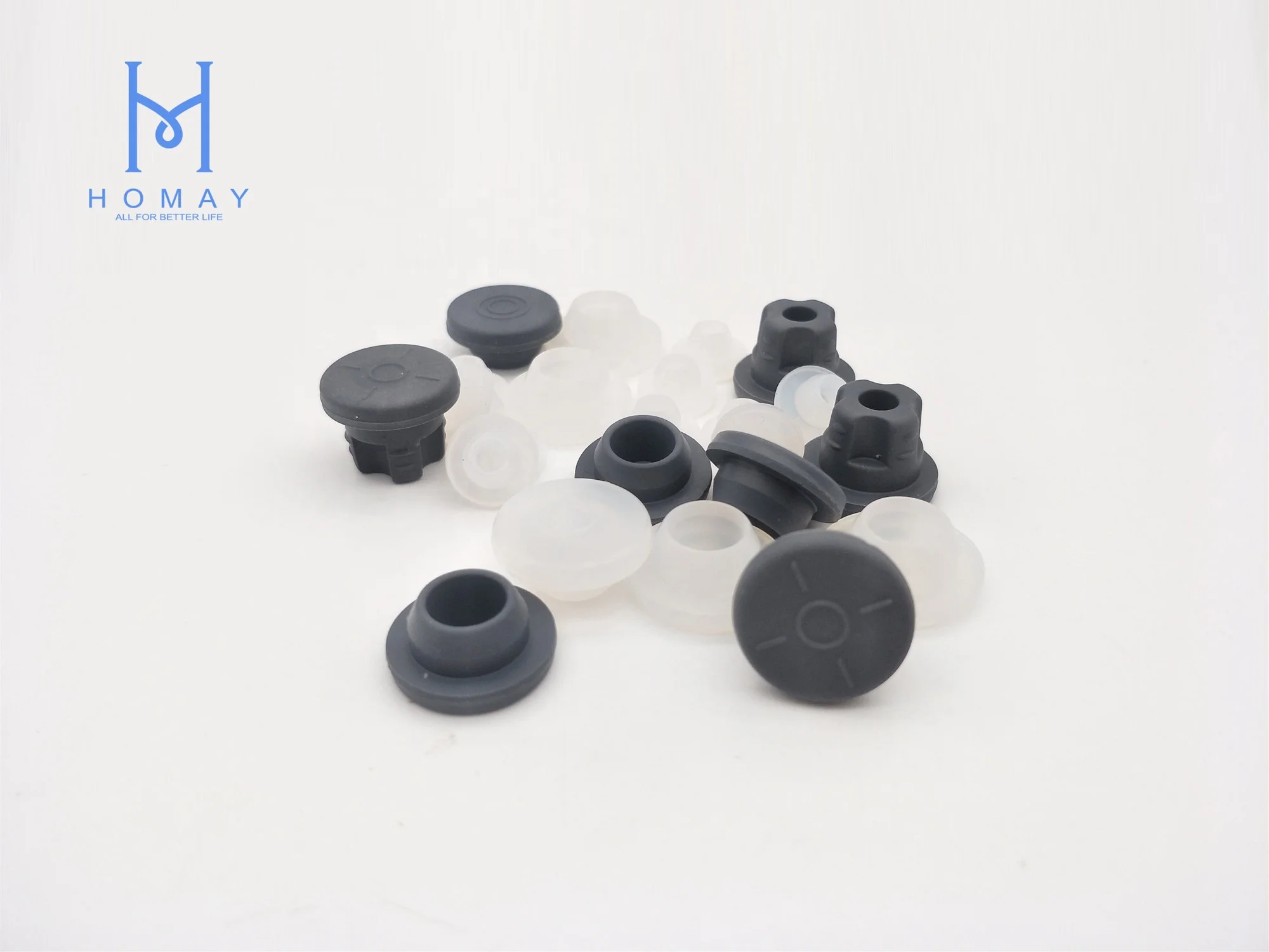 Homay packaging best price 13mm 20mm 32mm medical injection rutyl rubber stopper for pharmaceutical glass vials