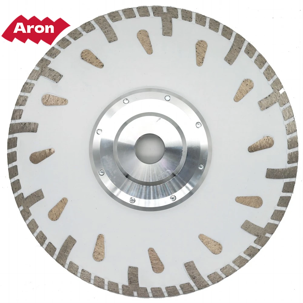 Aron 9inch 230mm Water Drop Hot Press Turbo Rim Diamond Saw Blade with 70mm Arbor aluminum flange