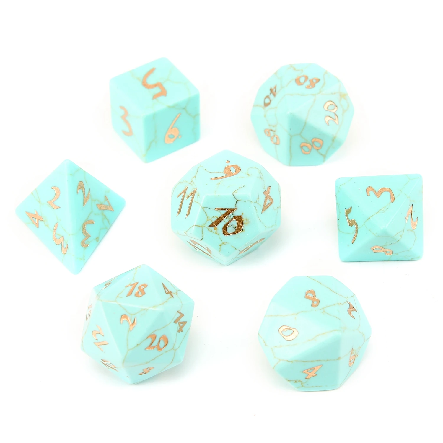 
Wholesale Turquoise exercise dice set polyhedral dungeons and dragons stone dice 7 pcs set font Z06 