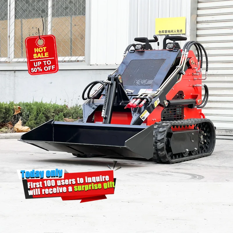 FREE SHIPPING cheap 380kg loader Mini Skid Steer Loader with Attachments tracked skid steer loaders