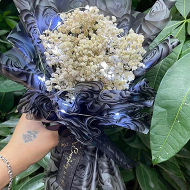 custom floral bouquets tissue roll paper packing transparent plastic waterproof flowers wrapping paper packaging