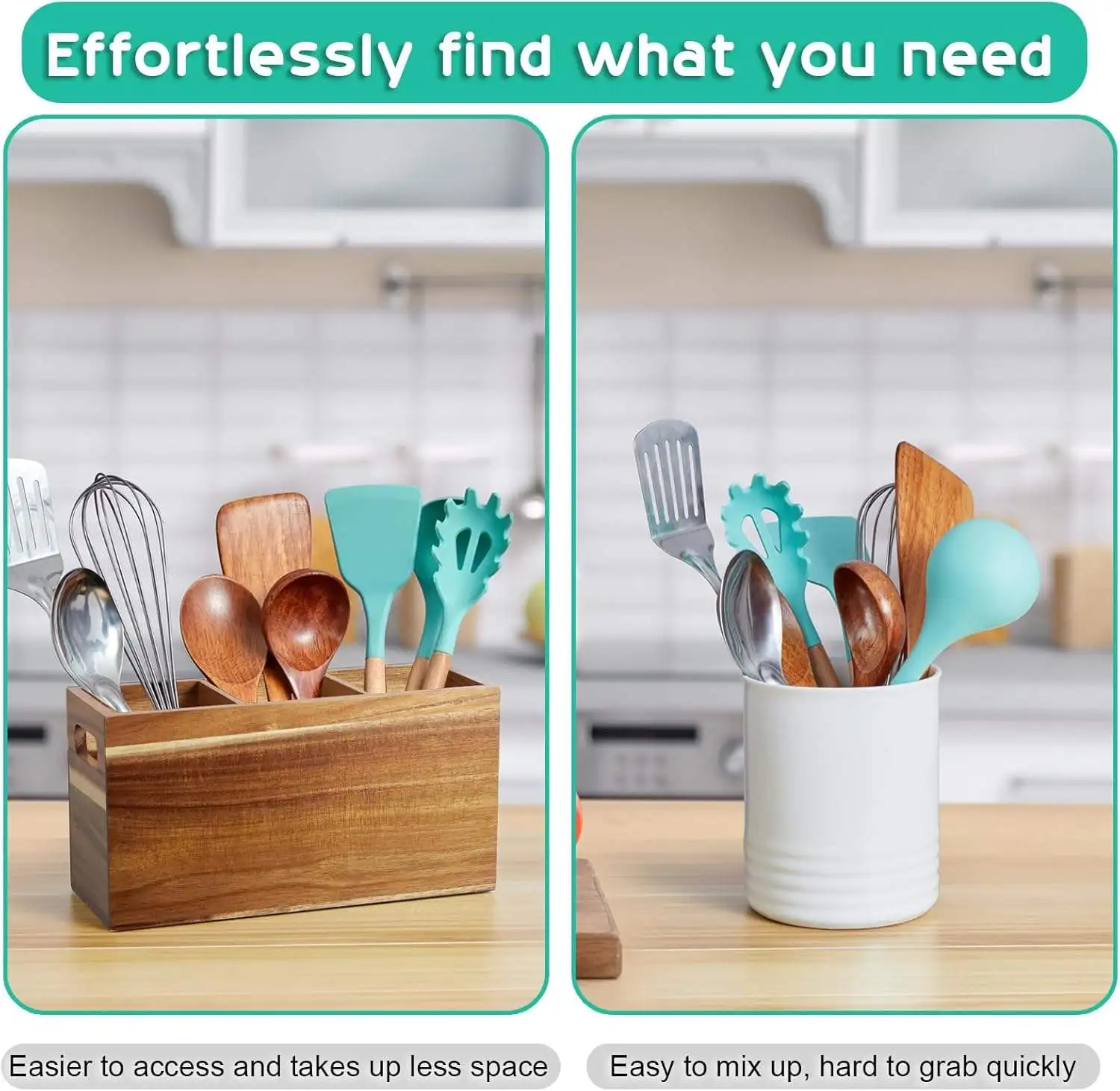 New Product Wood Spoons Spatula Kitchen Tabletop Accessories Cookware Utensil Holder