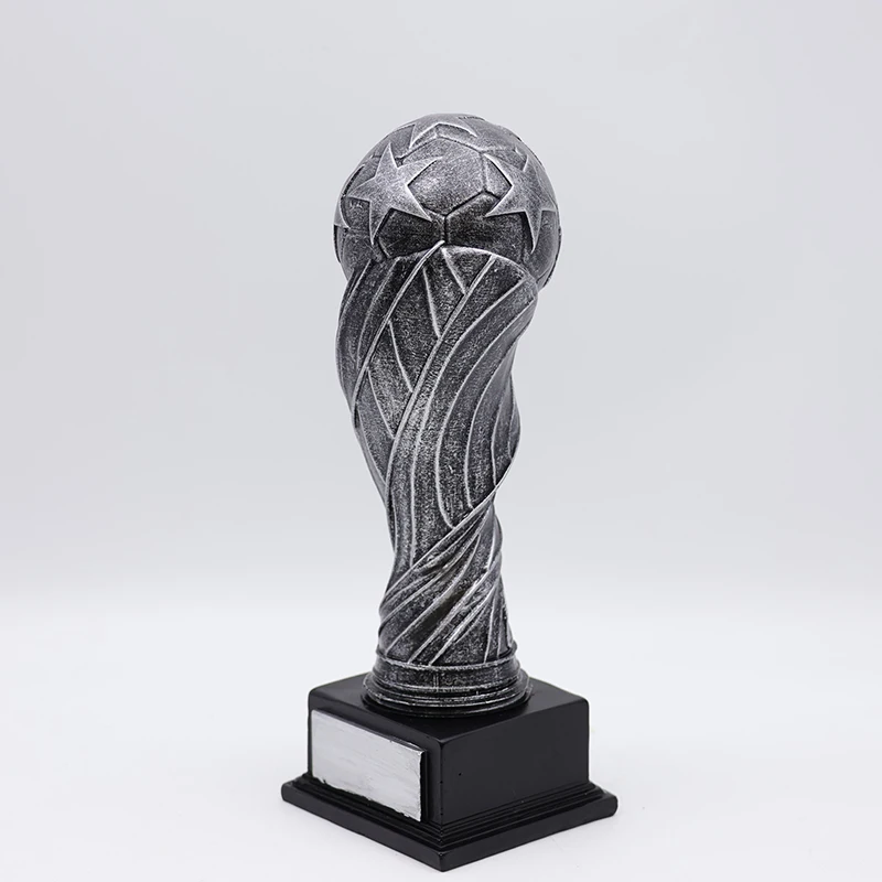 Wholesale personalized design sports match trophy award statue custom resin craft grey iron creativity soccer trophies