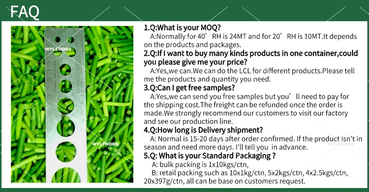 Wholesale new crop garlic sprouts  cheap Price IQF Vegetables Frozen Green Garlic Cut with High Quality