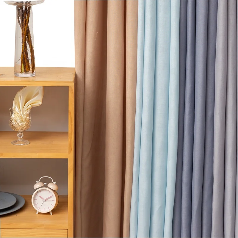 Wholesale Solid European Custom Ready Made Visco And Linen Curtains Fabric