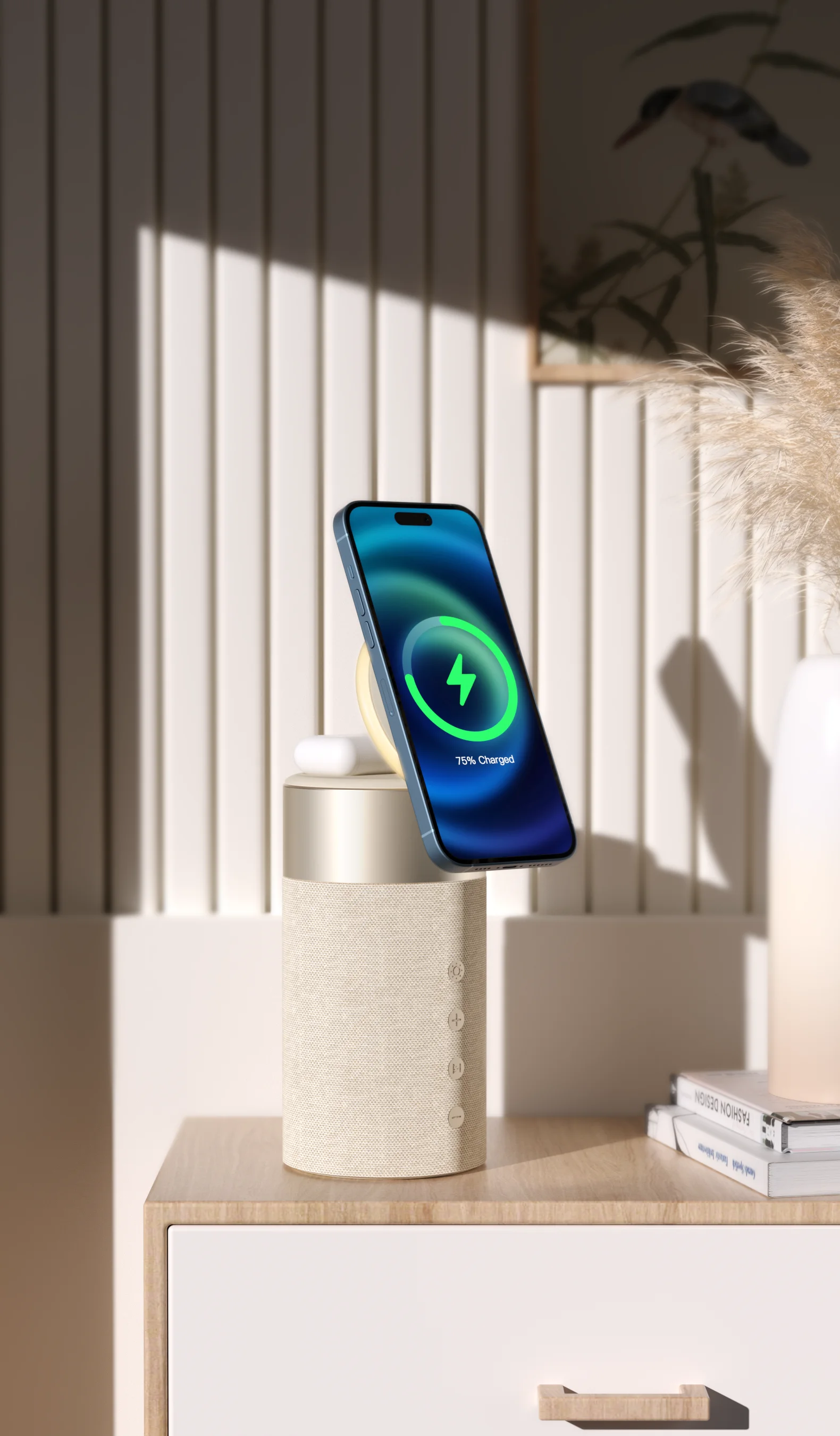 Custom Logo Trending Product BT Speaker Wireless charger For iphone  LED  Warm Light Portable Phone charger Stereo Sound Speaker