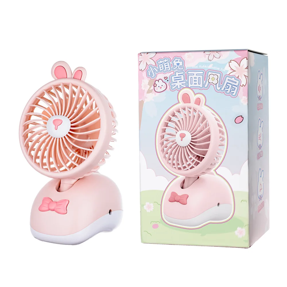 2024 New cute e-sports mouse Rabbit usb handheld desktop mini fan wholesale