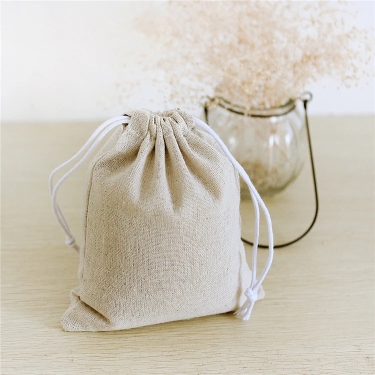 Regenerated Cotton Drawstring Bag Gift pouch Custom LOGO Printing Organic Cotton Bag Recycled Cotton Package