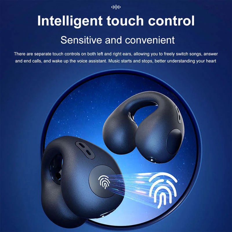 T75 TWS Wireless Bone Conduction Headphones Ear Clip Headset Sports Gaming Open Ear Earphone