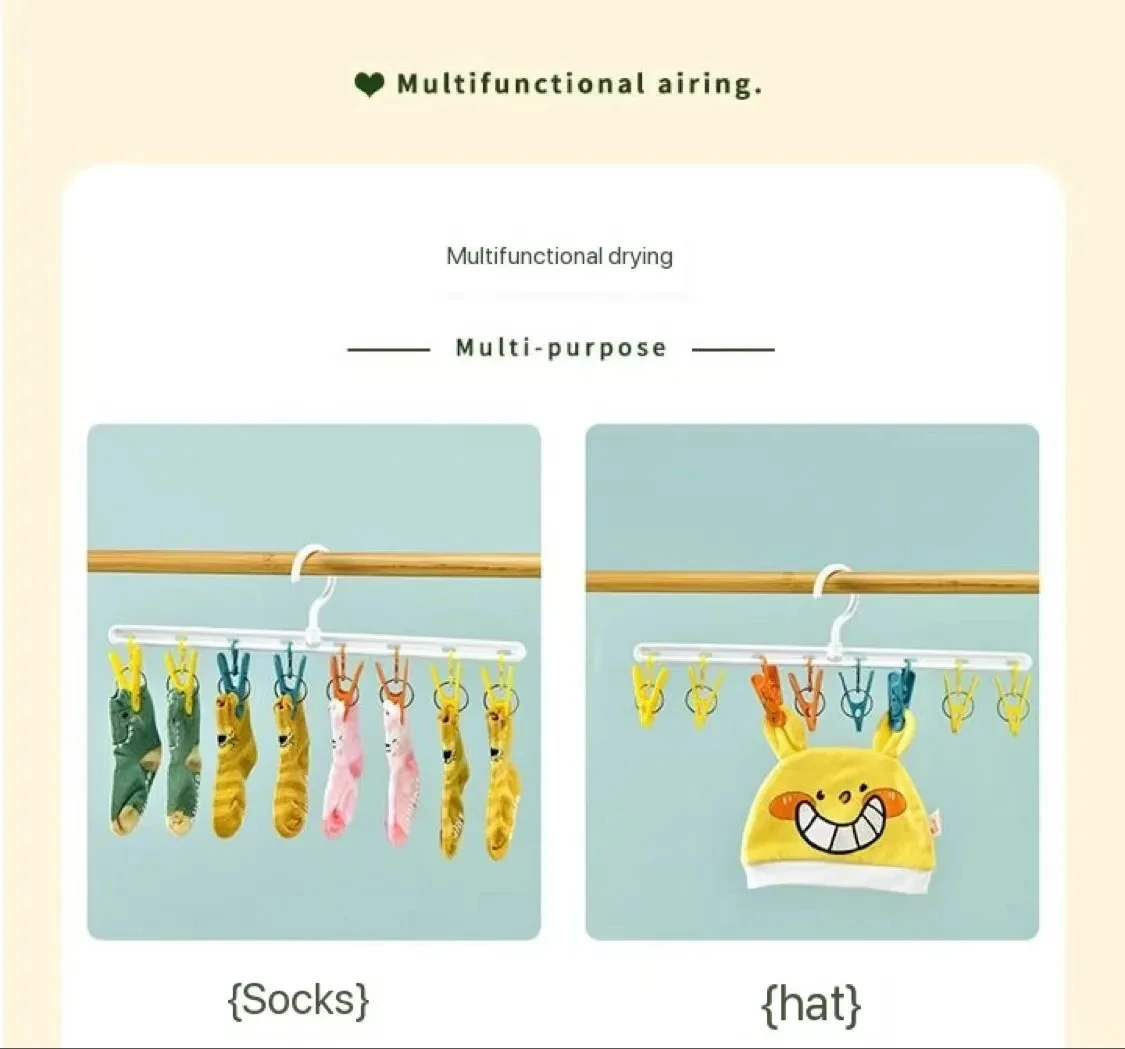 8 Clips Baby Scarf Short Clothes Plastic Hangers For Clothing