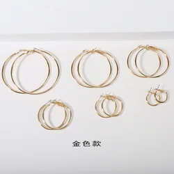 2021 Fashion Fine Jewelry 18K Gold Big Circle Drop Hoop Earrings Trendy S925 Silver Needle Round Vintage Earring