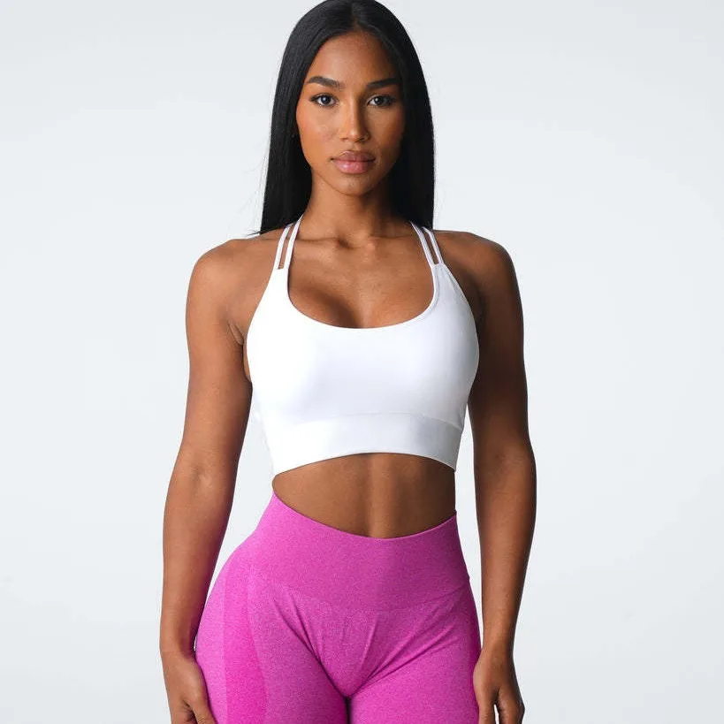 Double Shoulder Crisscross Open Back Seamless Womens Gym Yoga Sports Bra Corset Top Yoga Bra