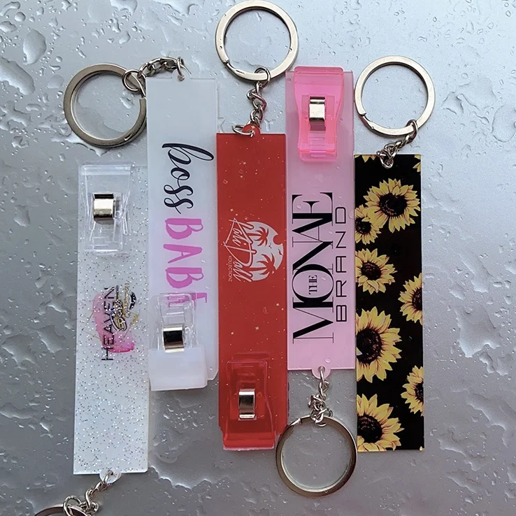 Wholesale Acrylic Card Grabber Keychain Custom Your Own Card Grabber For Long Nails