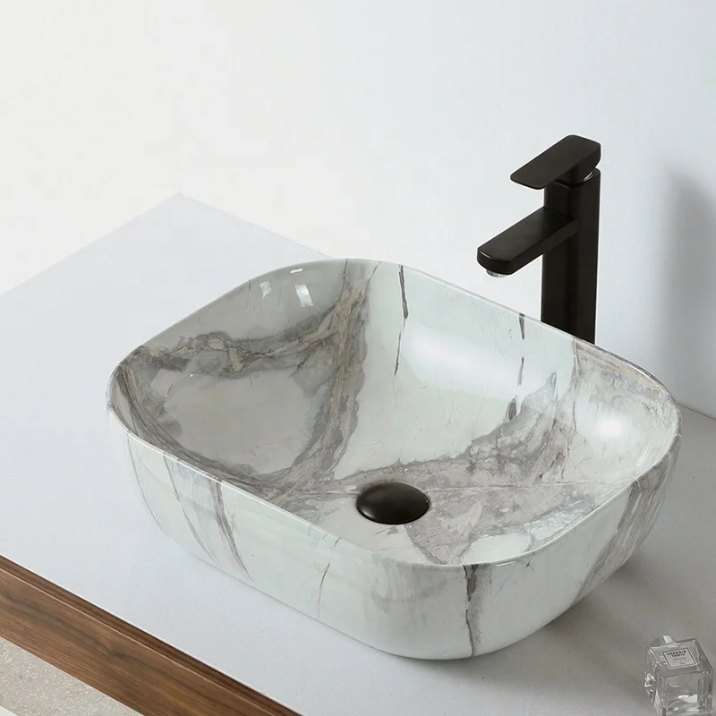 Bathroom sinks ceramic grey stone grain above counter wash basin lavatory art basin