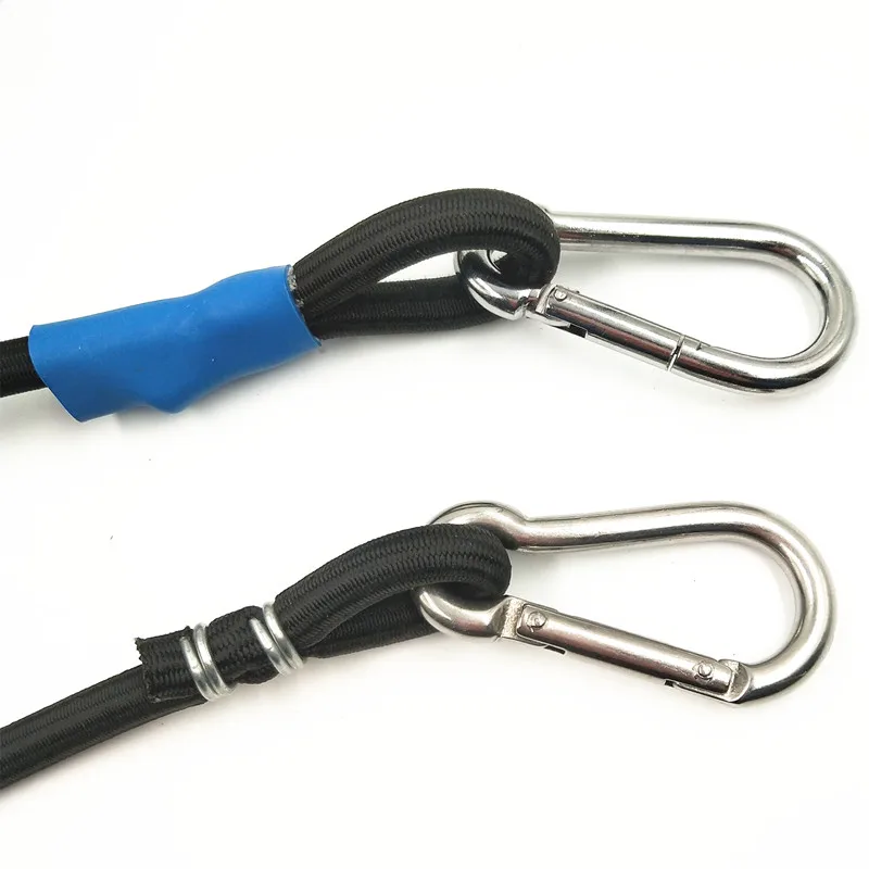 10mm 12mm Heavy Duty Round Polyester Shock Bungee Cord With Carabiner Hook