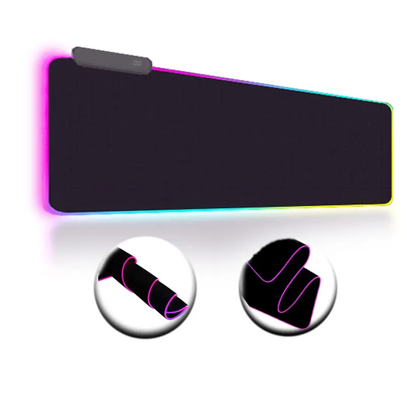 HONGSHI RGB LED Mousepad Luminous Gaming Mouse Pad with Keyboard Made of Rubber for Gamer Desk Mats