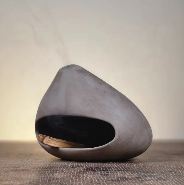 Meditation Gift Palo Santo Burner Anthracite Ceramic Chimney Grey Incense Burner Ceramic Palo Santo Holder