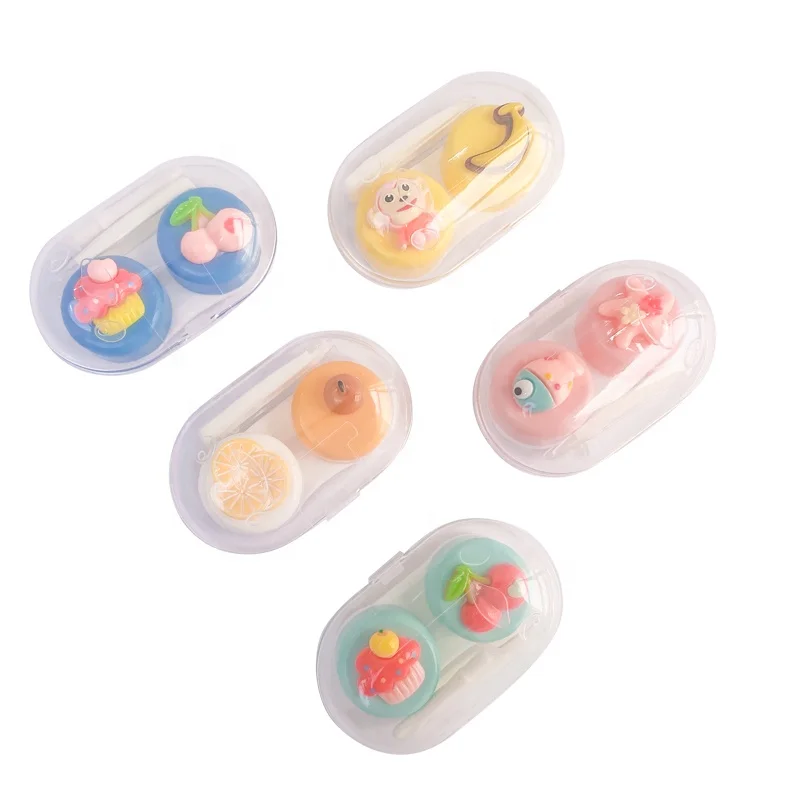 SL82096 Wholesale Travel Portable Contact Lens Box Kit Plastic Cute Style cartoon Contact Lenses Box