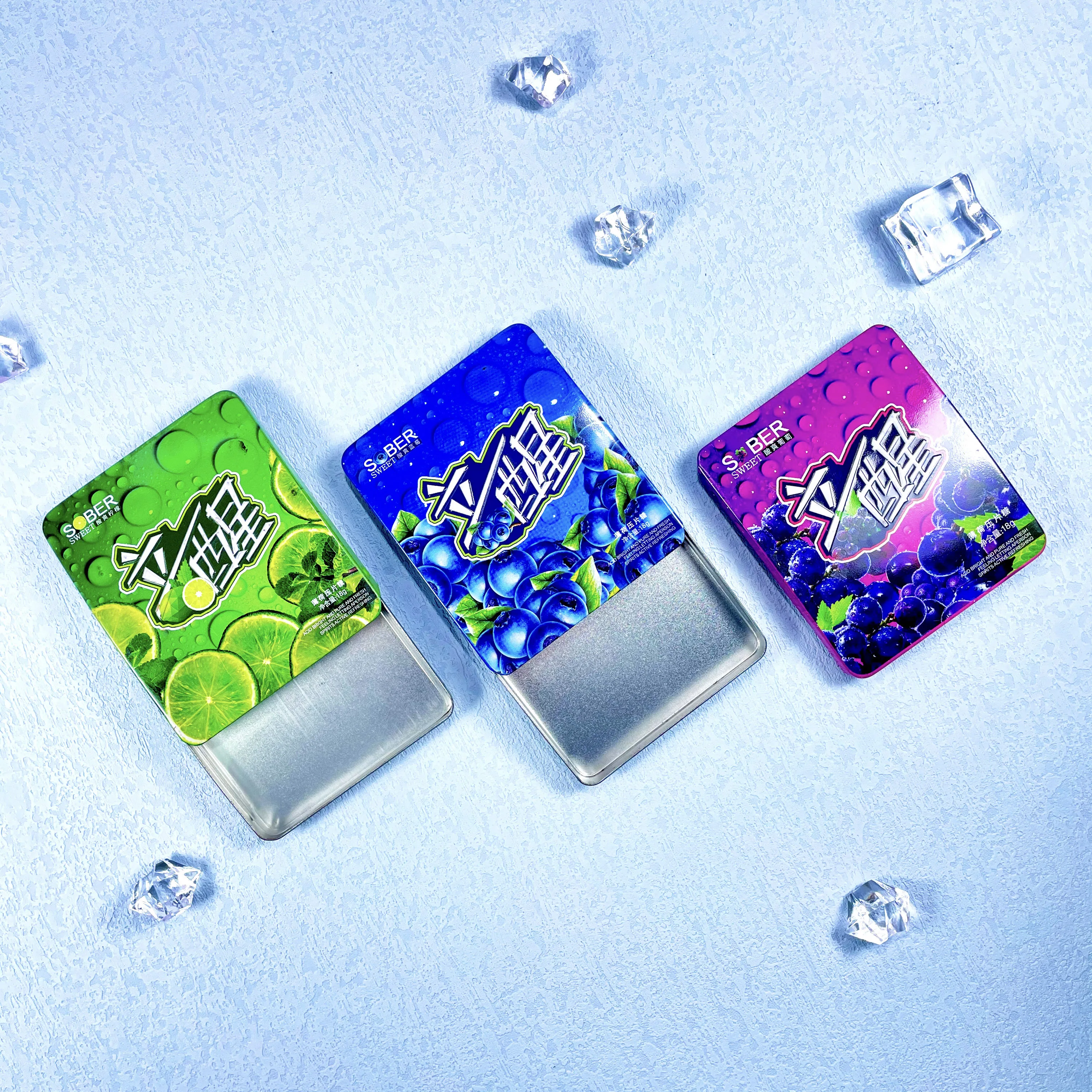 Factory food grade push and pull tin box mint slide candy tinplate can sugar packing metal can