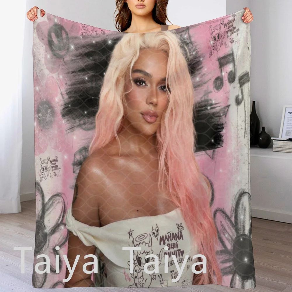 Hot Sale popular halloween Karol G pink hair manana sera bonito bichota season Flannel fleece travel nap throw blankets