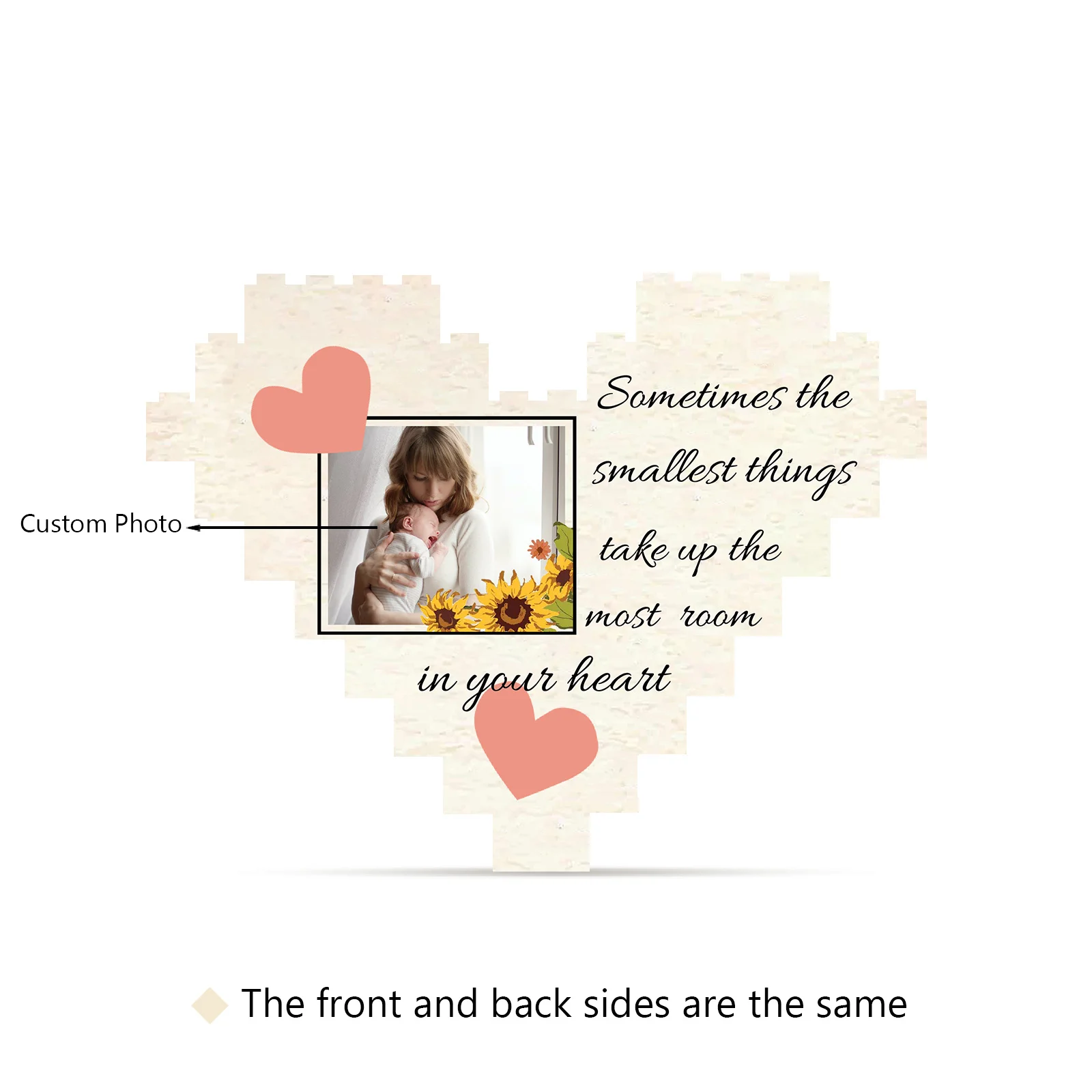 Dropshipping Plastic Toy Custom Photo Heart Shaped Building Blocks Puzzle DIY Brick Square Shape Kids Game Puzzles