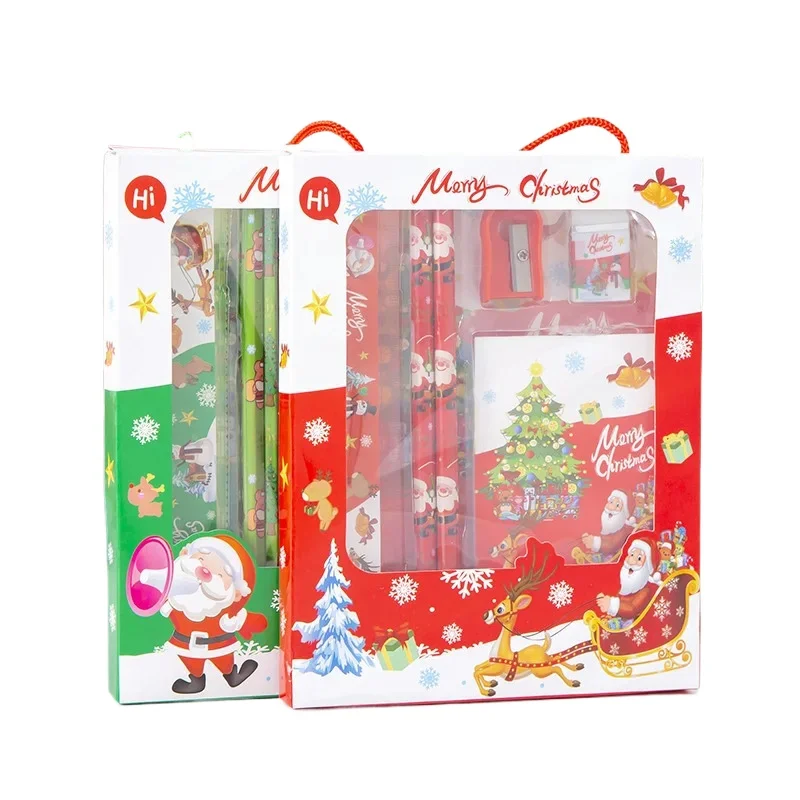 Christmas gift stationery set cartoon 6-piece portable box student prize wholesale