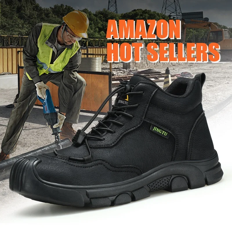 JINGTU steel toe safety boots anti-puncture safety boots Waterproof microfiber upper safety boots