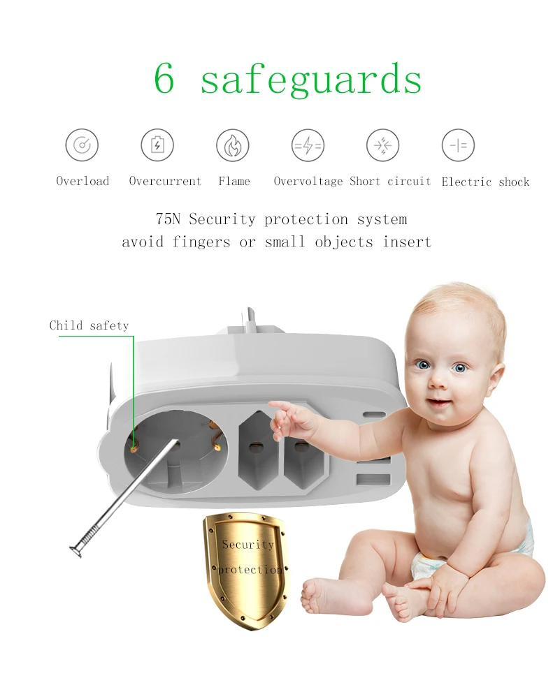 Universal Socket Electrical Expansion Power Socket with 3 x USB and 1 x Type C Office Desktop High Quality Electrical Smart Plug