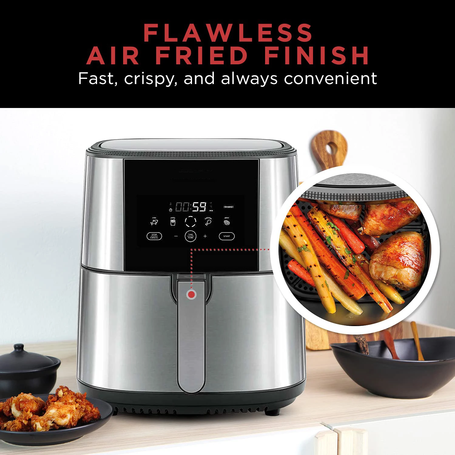 Electric Hot Air Fryers Cookers Digital Touch Screen Large Air Fryer Fast Quiet Cooking Air Fryers With Safe Basket