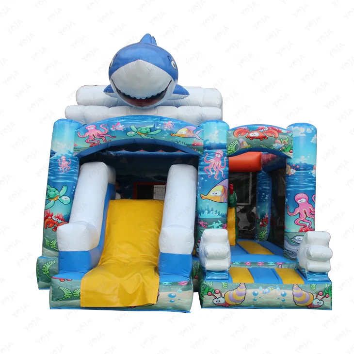 Shark Ocean Undersea World Theme Inflatable Bouncer Bounce house Castle Slide Combo for kids