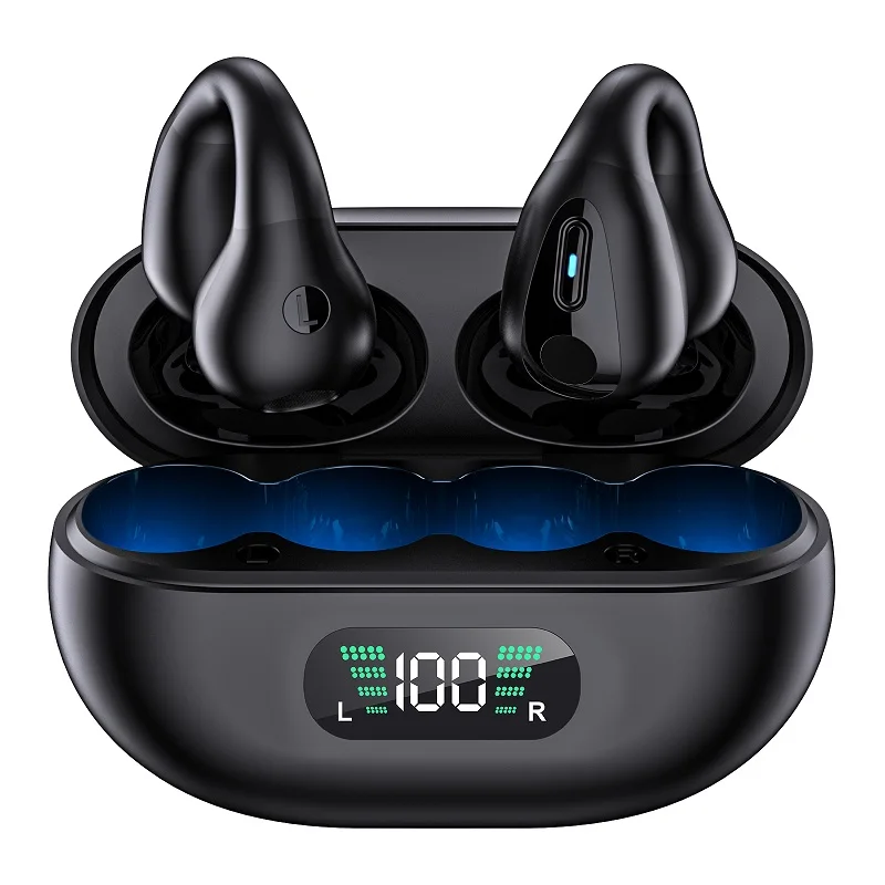 2023 New Design Anti-Lost Bone Conduction Earbuds BT Wireless Mic Talking Headset YYK-Q80  Ear Clip on Earphones