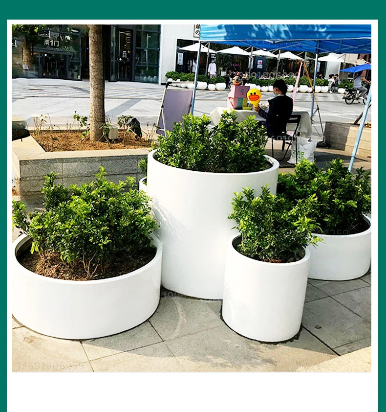 Fiberglass modern bulk wholesale large round planters outdoor flower pots