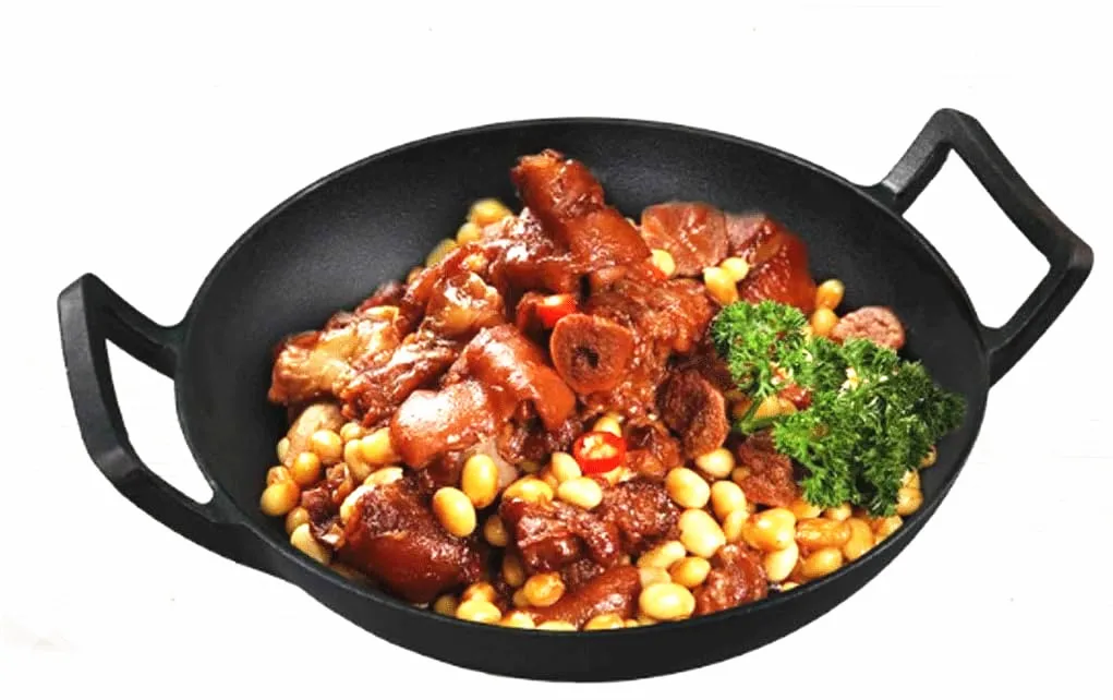 Best Price Black Non Stick Big Woks Cast Iron Pre Seasoned Wok With Double Ears Cast Iron Cookware Wok