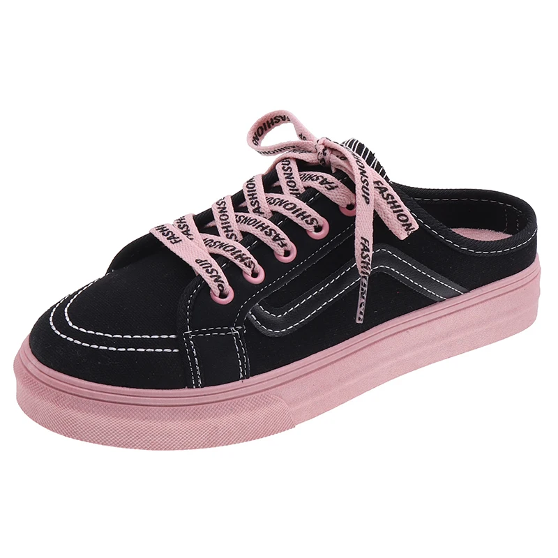Cheap Price 2020 New Design Canvas Fashion  Casual Woman Shoes New Arrivals Half Slippers Keds
