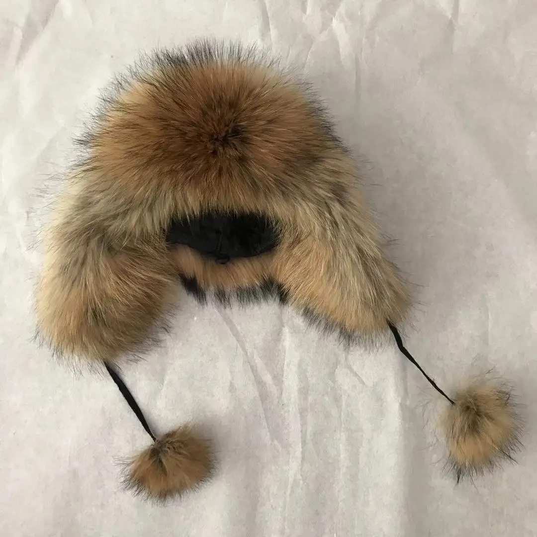 Factory Price Winter Warm Hat Fox Fur Fur Mink Hats with Real Fur Pom Poms for Women