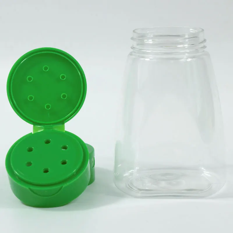 Empty PET Plastic Seasoning Bottles Spice Shaker Powder Containers Pepper Salt Jar With Flapper Cap
