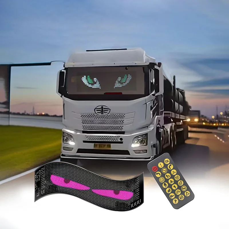 Programmable LED Display Truck Devil Eyes with Matrix Type Trucks Interactive Animation Flexible Screen Front Rear Window USB