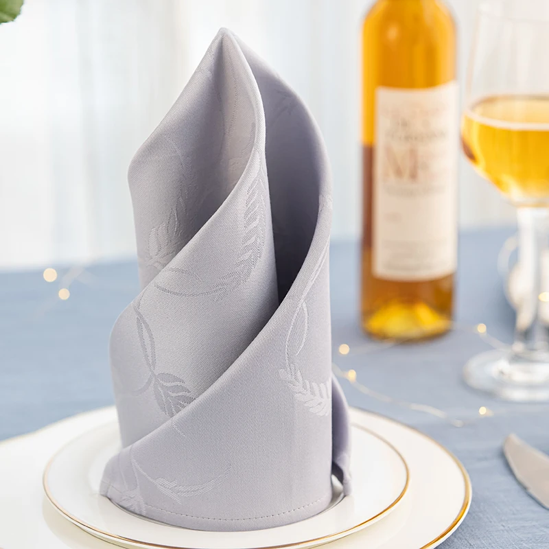 Wedding Cotton Table Cloth Sanitary Napkins Washable Fabric White Jacquard Napkin