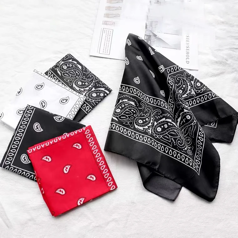 Customized bandana Hip hop outdoor sports square scarf in stock polyester cashew flower cycling paisley bandana custom print