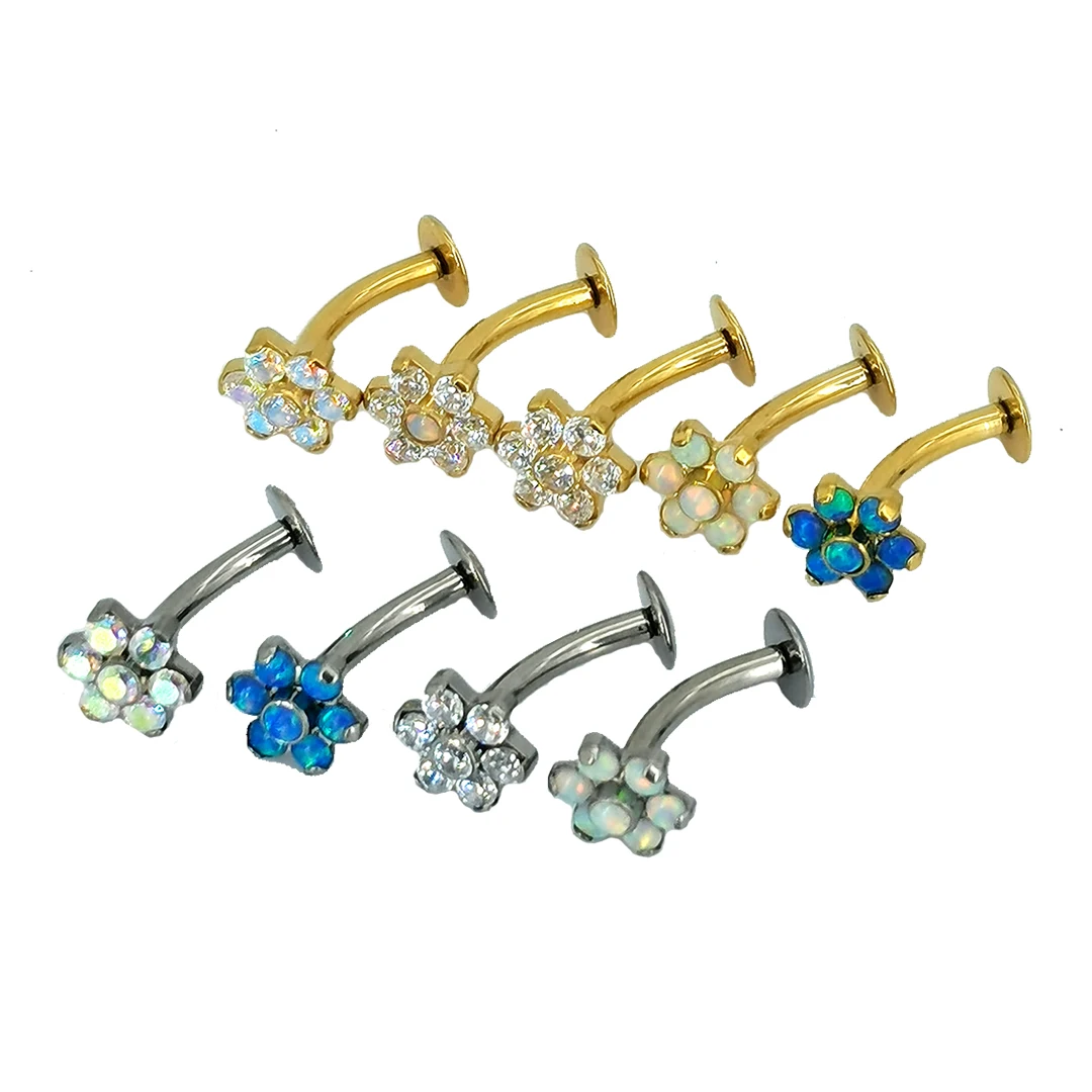Custom ASTM F136 Titanium G23 Internally Threaded Prong Set Opal and  Flower Christina Belly Button Piercing Jewelry Ring