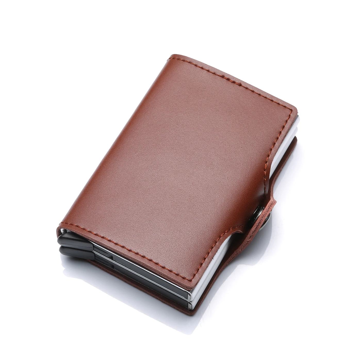 Free Shipping New Automatic Pop-up  Carbon Fiber  Travel  Card Protector Wallet