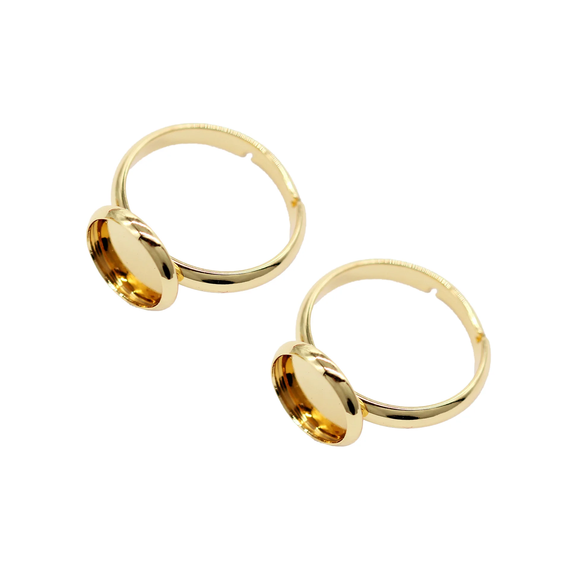 Simple Design 14K Gold Plated Semi Mount Settings with 10mm Base Holder 14K Gold Plated Semi Finished Ring