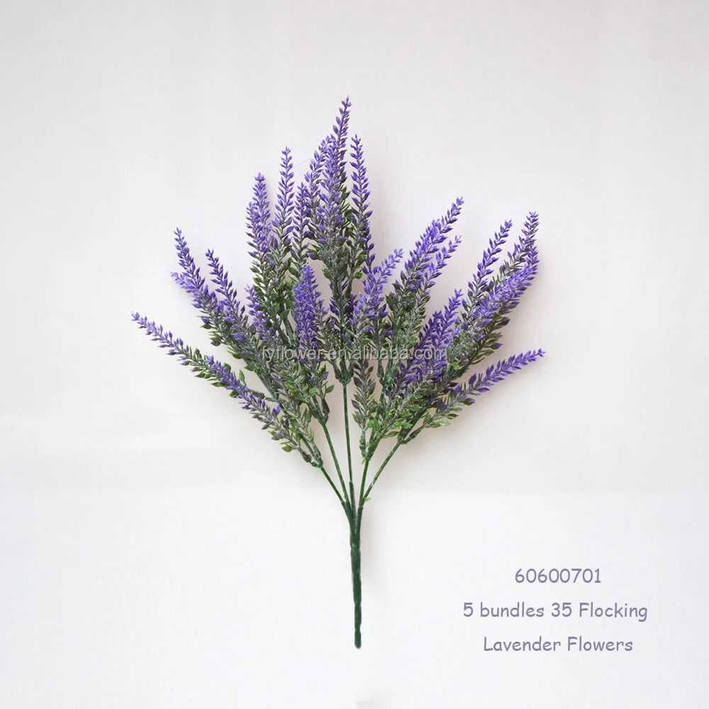 artificial Flowers Flocked Plastic Lavender Bundles Fake Plants Home Kitchen Office Table Centerpieces Arrangement