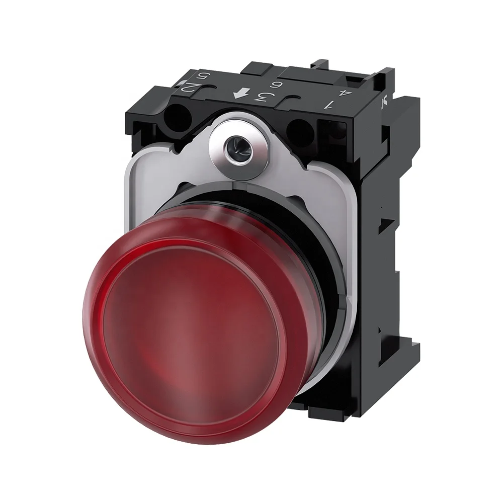 3SU1102-6AA20-1AA0,SIRIUS ACT complete unit pilot light, plastic, lighted, 24V AC/DC, smooth lens flush, red, screw terminal
