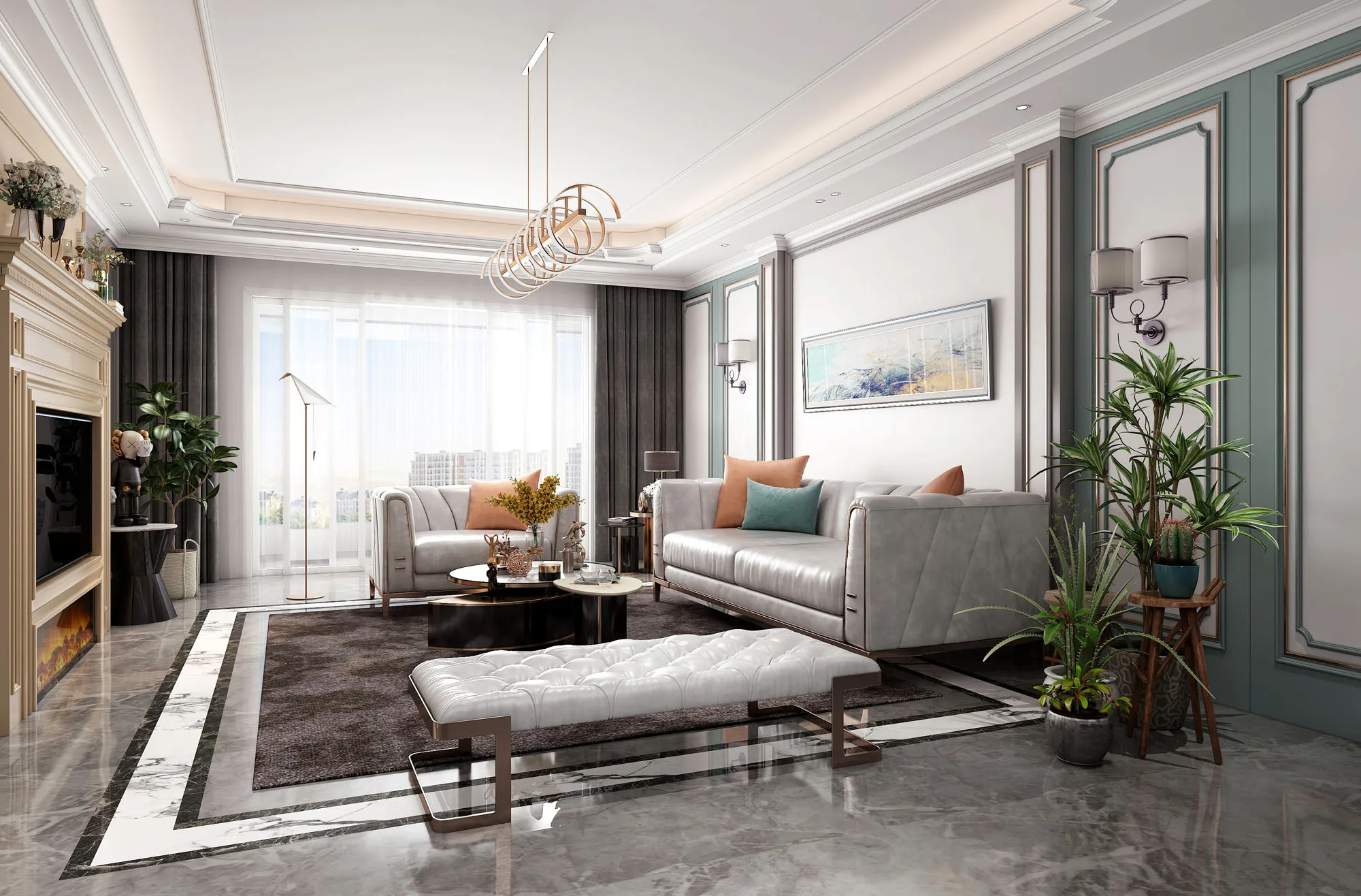 Solid Wood Wall Panel for Home Furniture Elegant Generous TV Background Living Room Decor